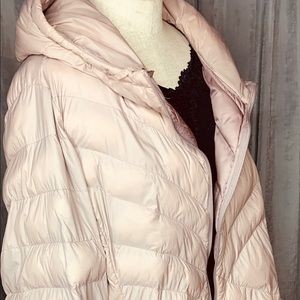 Lane Bryant mauve mid-thigh puffer coat with hood